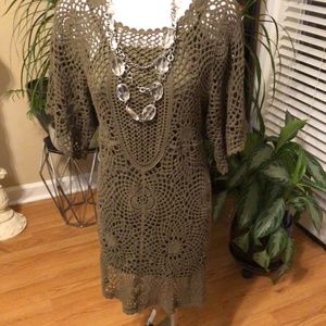 Cato crochet olive green  dress, size XS